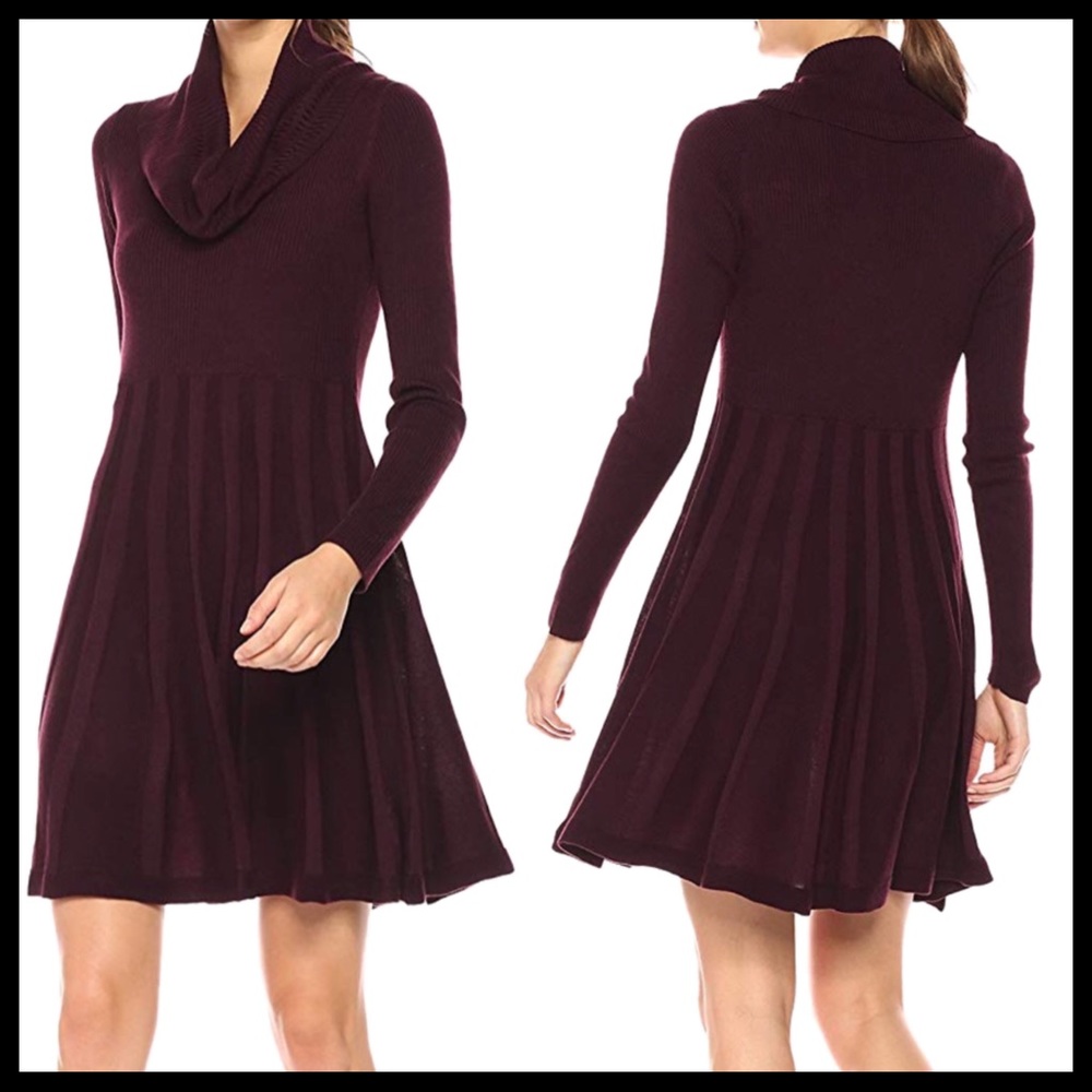 Calvin Klein▪️Pleated Sweater Dress▪️Burgundy